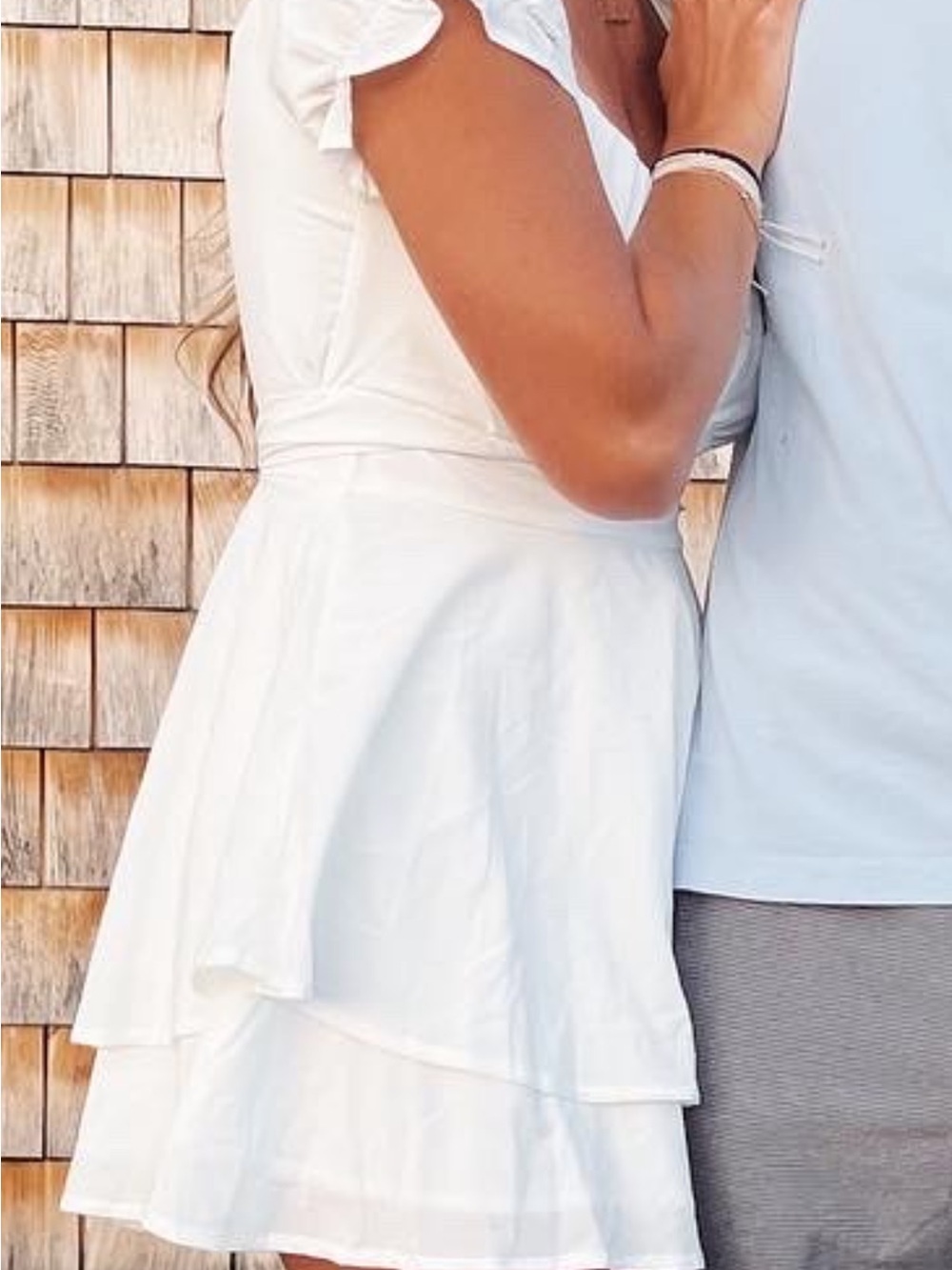 White Off-Shoulder Ruffle Romper - Picture 6 of 7